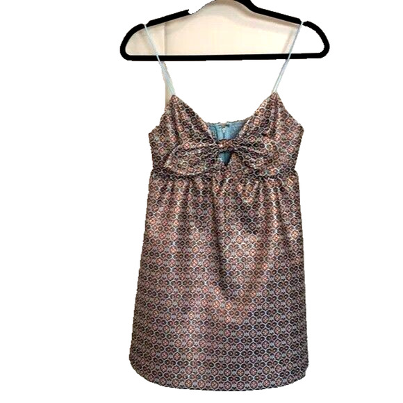 Alice + Olivia Melvina Tie Front Mini Babydoll Dress in Waterfall Multi Sz 0